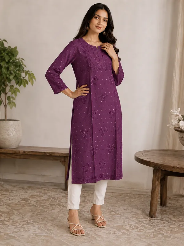 Purple_Embroidered_Cotton_Straight_Kurta_For_Women