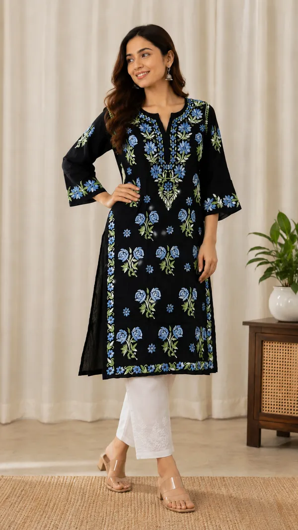 Black_Floral_Straight_Kurta_For_Women