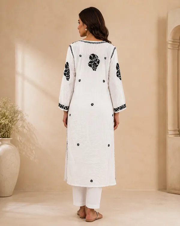 White_Cotton_Embroidered_Straight_Kurta_Set_For_Women