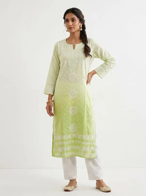 Lime_Green_Embroidered_Straight_Kurta_For_Women