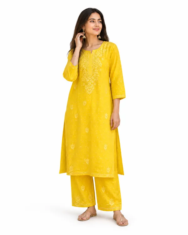 Yellow_Cotton_Embroidered_Kurta_Palazzo_Set_For_Women