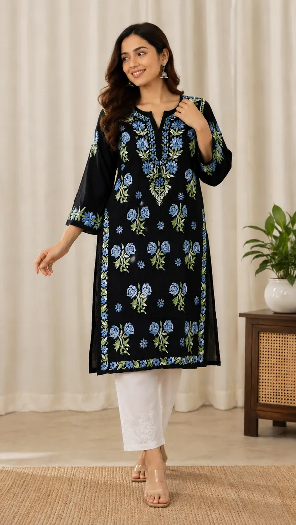 Black_Floral_Straight_Kurta_For_Women