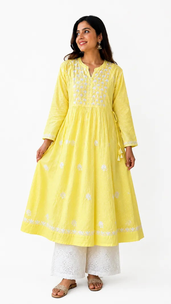 Yellow_Cotton_Embroidered_Anarkali_Kurta_For_Women