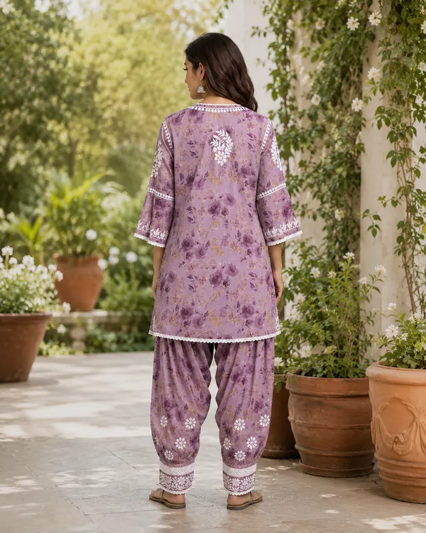 Purple_Floral_Printed_Cotton_Kurta_Set_For_Women