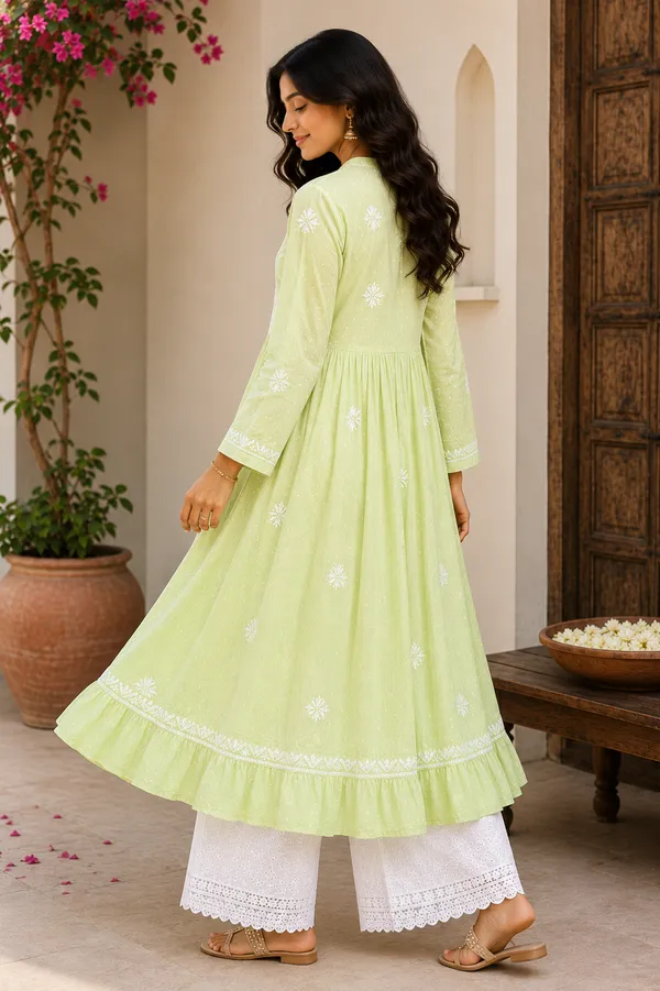 Green_Cotton_Embroidered_Anarkali_Kurta_For_Women