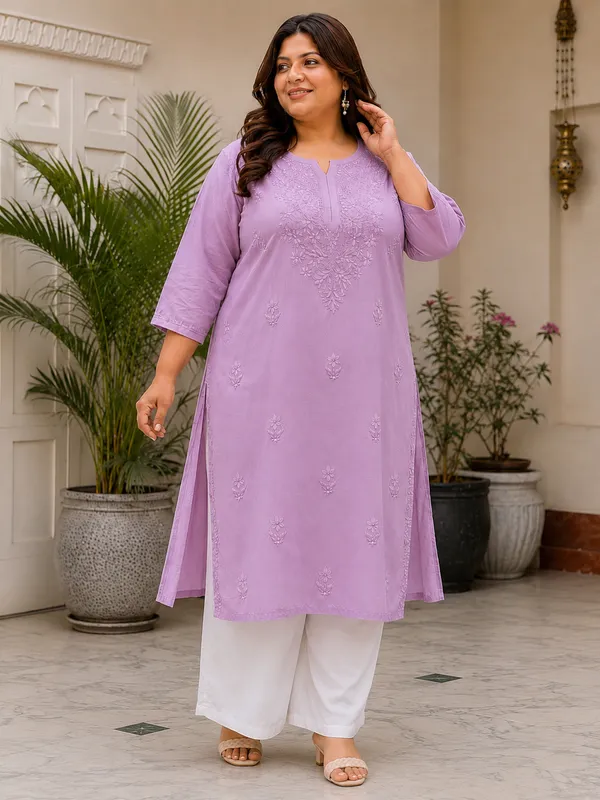 Plus_Size_Lavender_Rayon_Chikankari_Straight_Kurta_for_Women