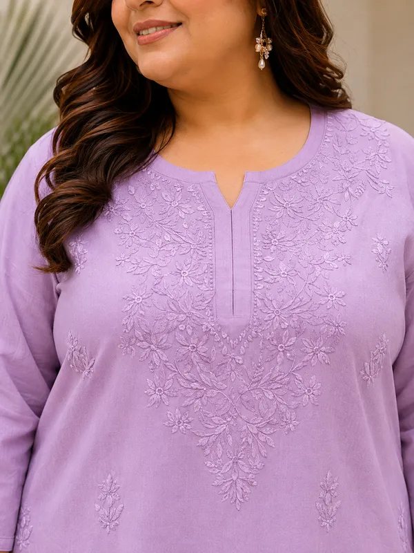 Plus_Size_Lavender_Rayon_Chikankari_Straight_Kurta_for_Women