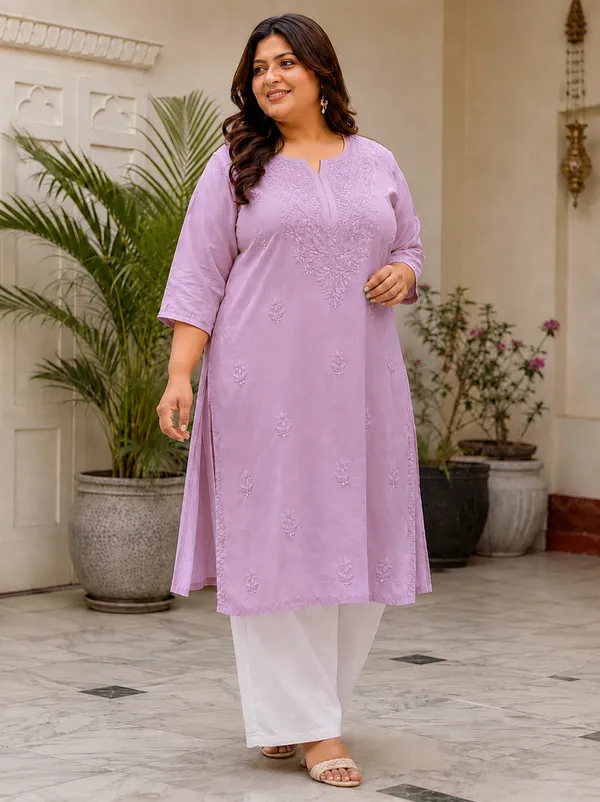 Plus_Size_Lavender_Rayon_Chikankari_Straight_Kurta_for_Women