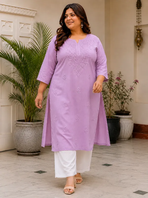 Plus_Size_Lavender_Rayon_Chikankari_Straight_Kurta_for_Women