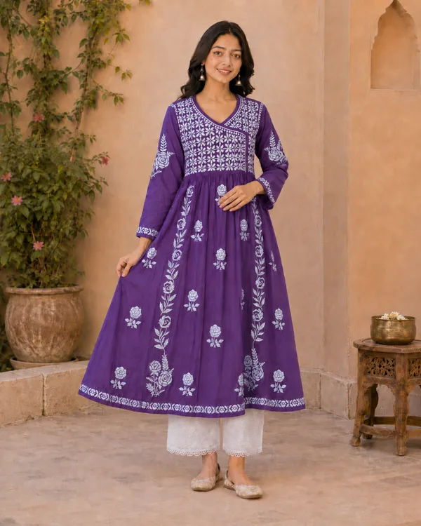 Purple_Cotton_Floral_Embroidered_Anarkali_Kurta_For_Women