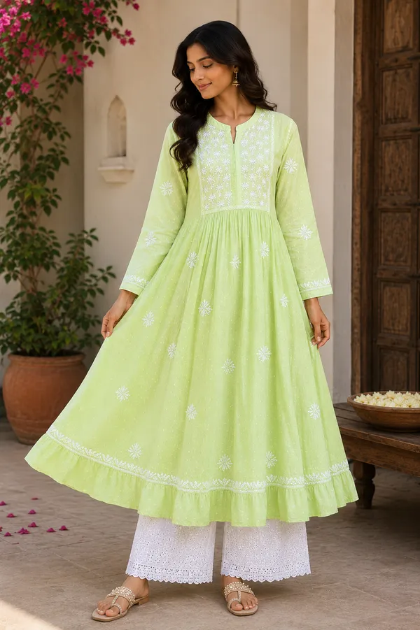 Green_Cotton_Embroidered_Anarkali_Kurta_For_Women