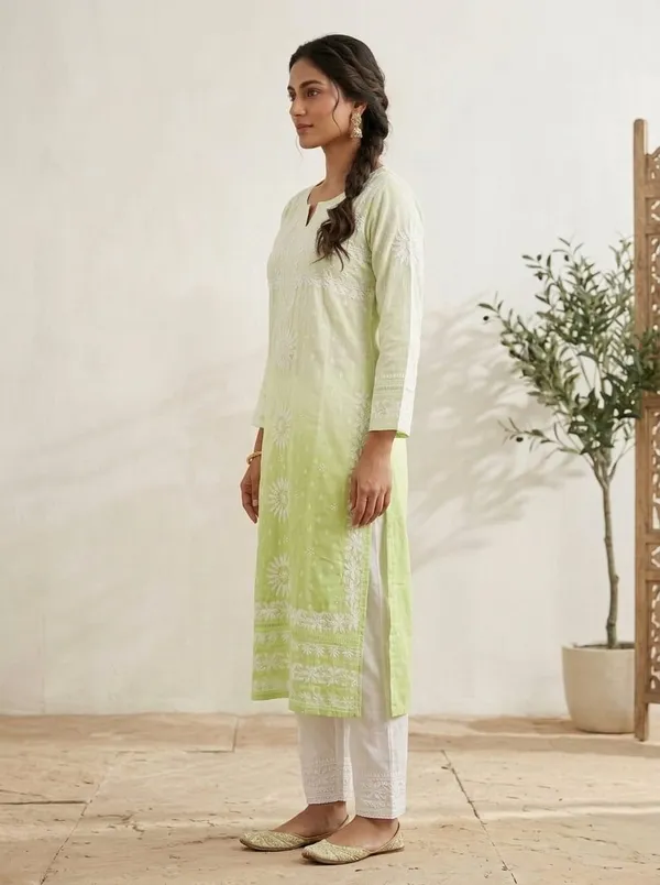 Lime_Green_Embroidered_Straight_Kurta_For_Women