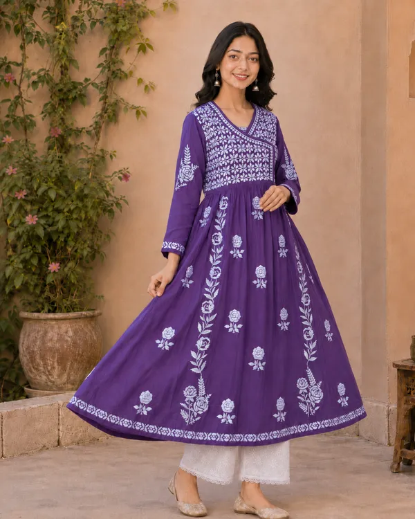 Purple_Cotton_Floral_Embroidered_Anarkali_Kurta_For_Women
