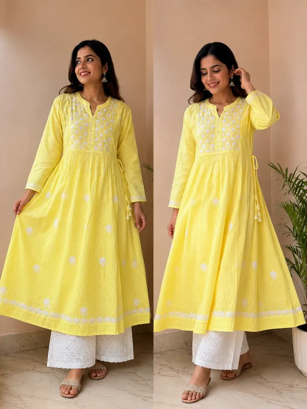 Yellow_Cotton_Embroidered_Anarkali_Kurta_For_Women