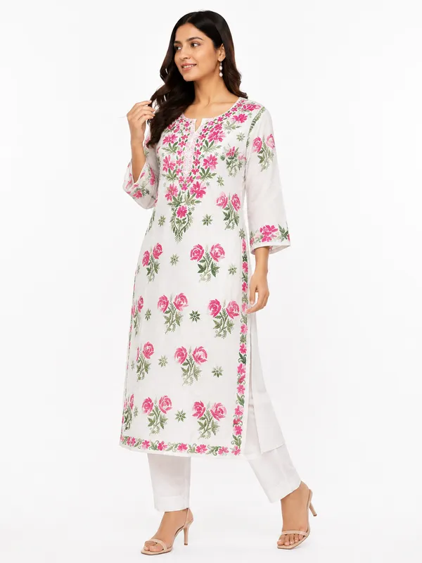White_Floral_Straight_Kurta__For_Women