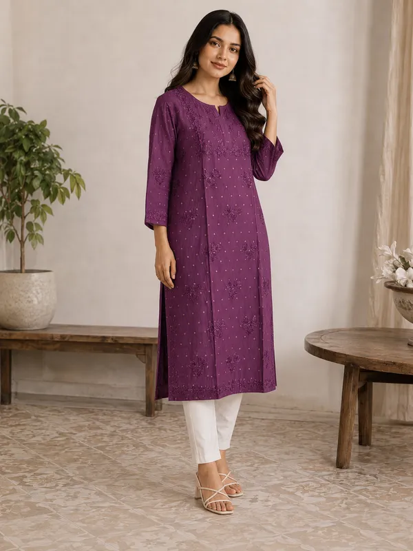 Purple_Embroidered_Cotton_Straight_Kurta_For_Women