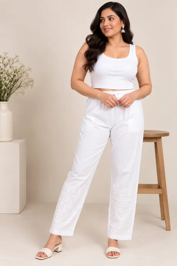 White_Chikankari_Embroidered_Straight_Pants_for_Women