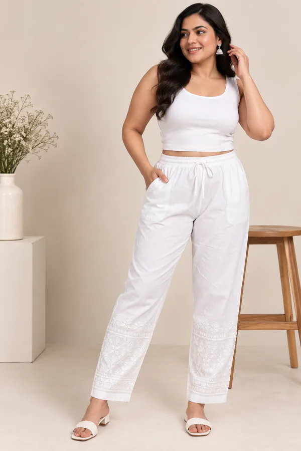 White_Chikankari_Embroidered_Straight_Pants_for_Women