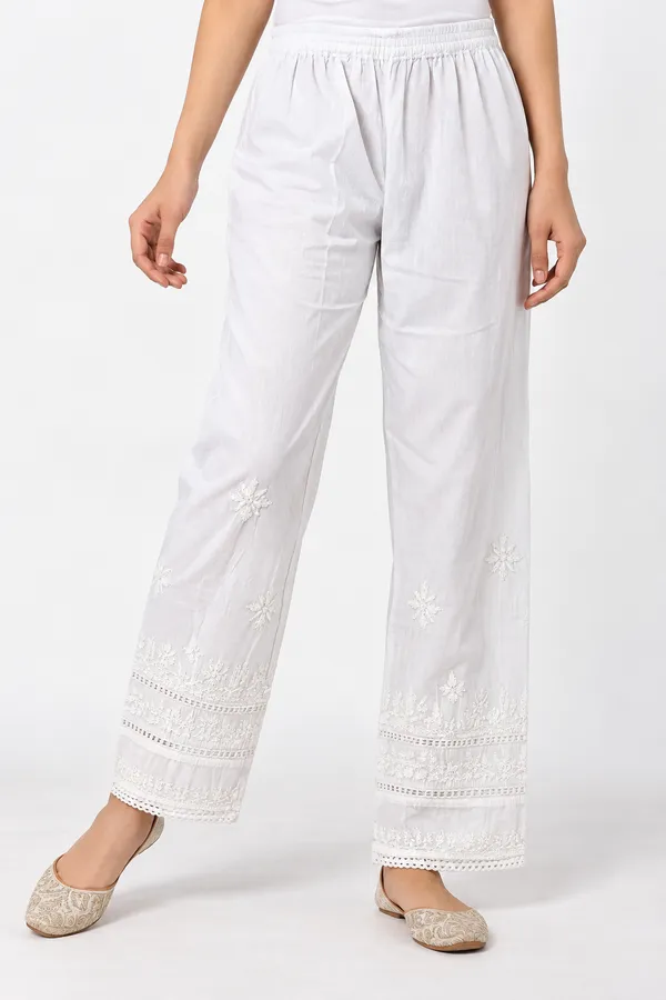 White_Floral_Chikankari_Embroidered_Straight_Pants_with_Lace_Detailing