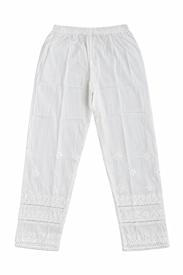 White_Floral_Chikankari_Embroidered_Straight_Pants_with_Lace_Detailing