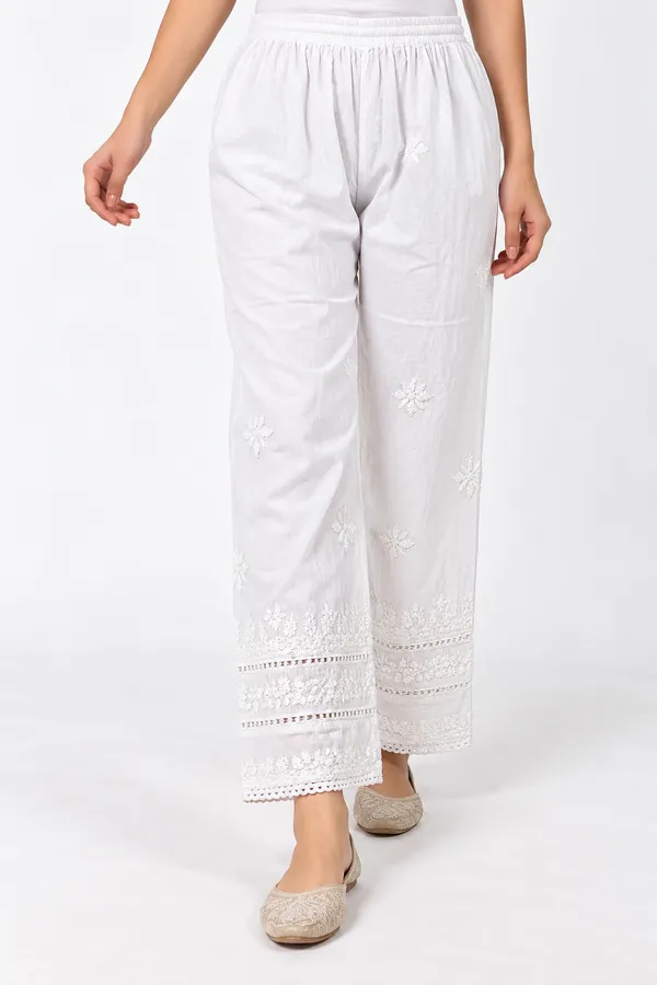 White_Floral_Chikankari_Embroidered_Straight_Pants_with_Lace_Detailing