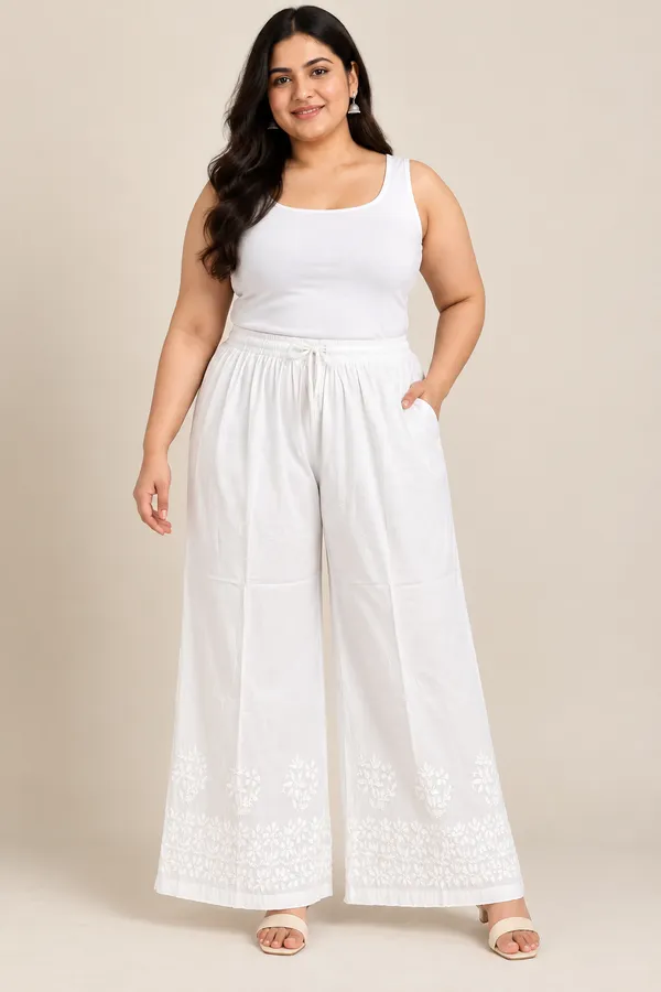 Women's_Plus_Size_White_Hand_Chikankari_Embroidered_Wide-Leg_Palazzo_Pants