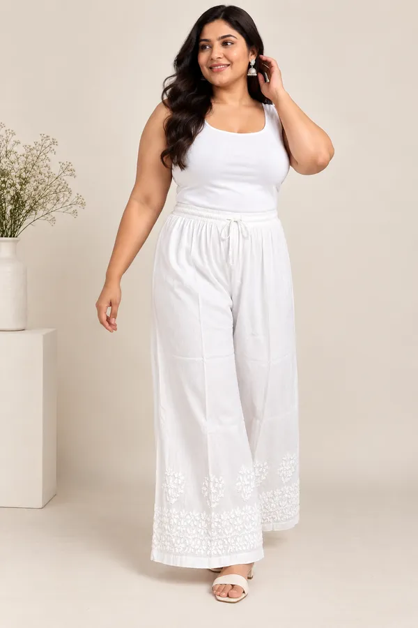 Women's_Plus_Size_White_Hand_Chikankari_Embroidered_Wide-Leg_Palazzo_Pants