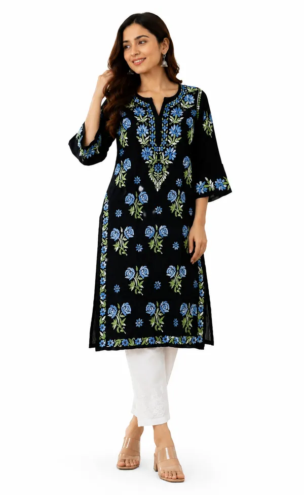 Black_Floral_Straight_Kurta_For_Women