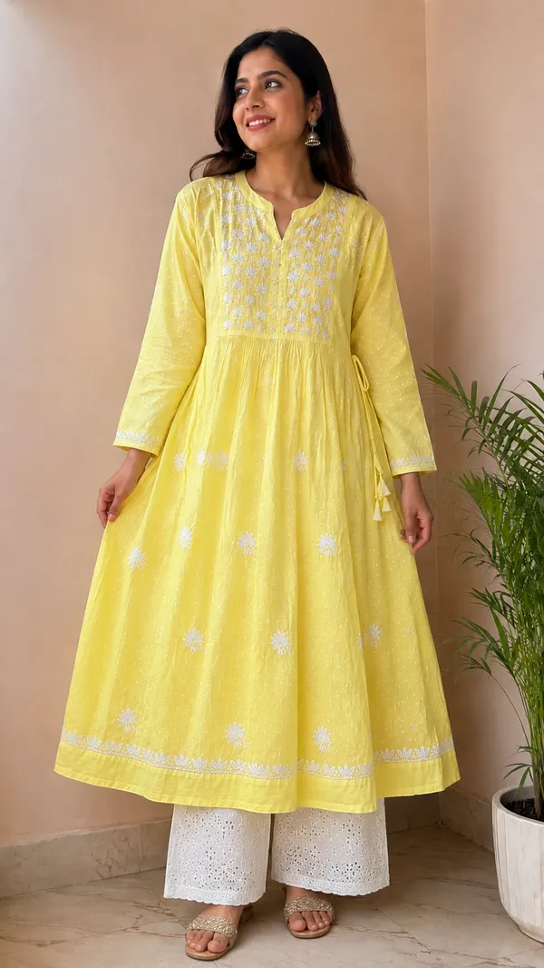 Yellow_Cotton_Embroidered_Anarkali_Kurta_For_Women