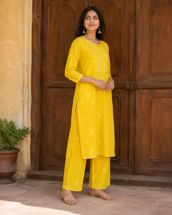 Yellow_Cotton_Embroidered_Kurta_Palazzo_Set_For_Women