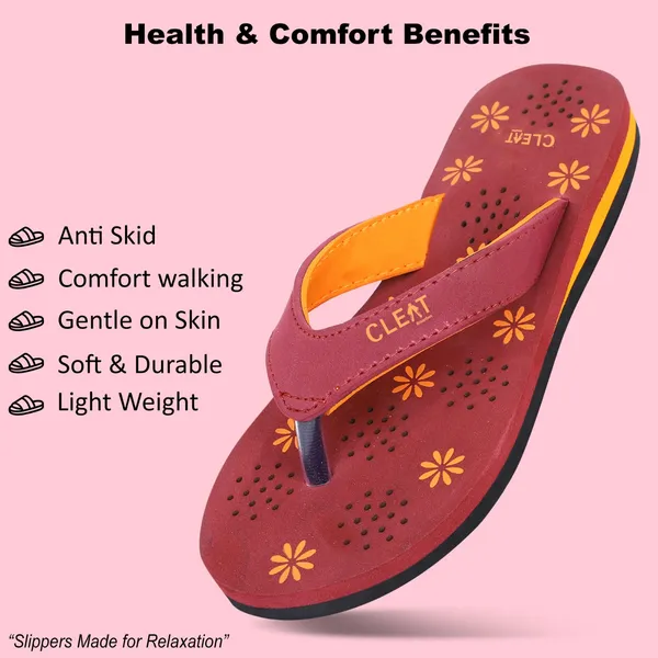 Cleat_Women�S_Comfortable_Breathable_Soft_Pu_Slippers_Stylish_Lightweight_Daily_Wear_Flats_For_Ladies_Durable_Non_Slip_Casual_Footwear_For_Home_&_Outdoor_Use