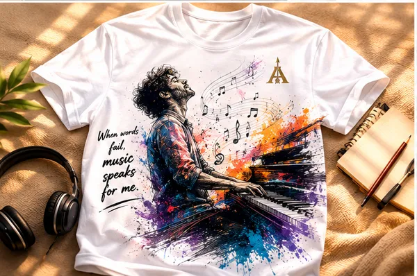 White_Cotton_Round_Neck_Music_Print_T-Shirt_For_Unisex