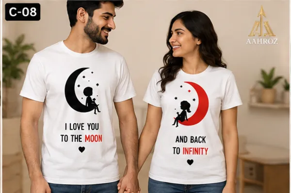 White_Cotton_Printed_Couple_T-Shirt_For_Unisex
