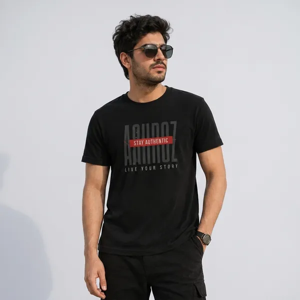 Black_Cotton_Round_Neck_Graphic_Print_T-Shirt_For_Men