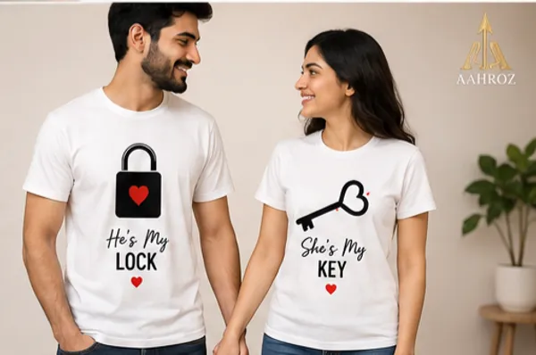 White_Cotton_Printed_Couple_T-Shirt_Pack_Of_2