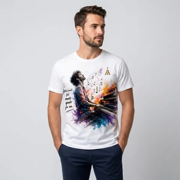 White_Cotton_Round_Neck_Music_Print_T-Shirt_For_Unisex