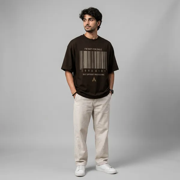 Brown_Cotton_Oversized_Barcode_Graphic_Print_T-Shirt_For_Men
