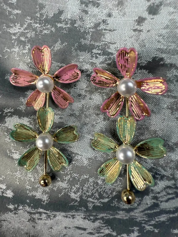 Flower_Of_Eaden_Drop_Earrings_Pink_Green