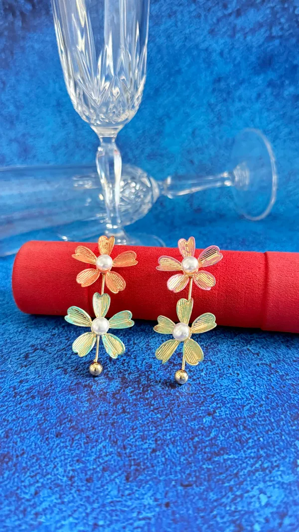 Flower_Of_Eaden_Drop_Earrings_Orange_Green