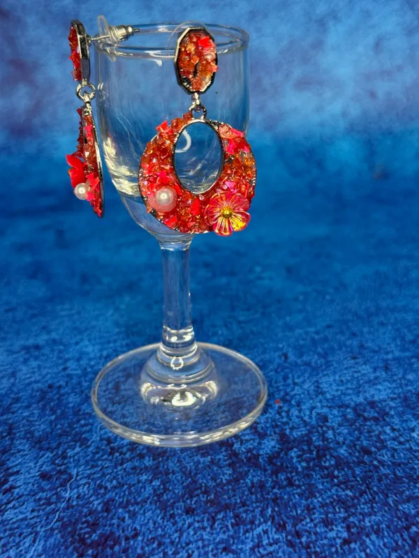 Handworked_Crystal_Loop_Earrings_Red