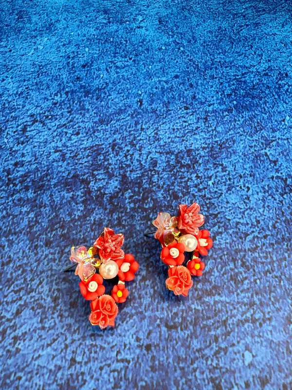 Floral_Bouquet_Earrings_Red
