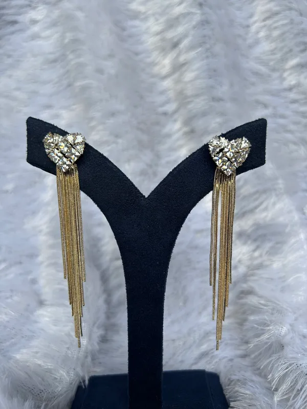 Diamond_heart_tassel_Earrings