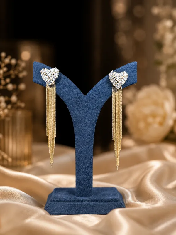 Diamond_heart_tassel_Earrings
