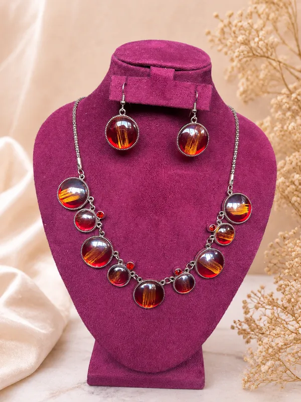 Korean_Style_Glass_Necklace_Set_-_Red
