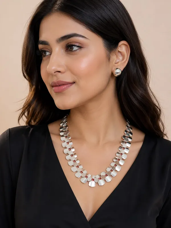 Modern_SIlver_Statement_Necklace_Set