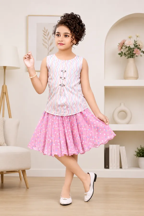 Pink_And_White_Cotton_Polka_Dot_Pleated_Skirt_For_Girls