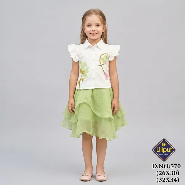 Green_And_White_Cotton_Flutter_Top_And_Ruffle_Skirt_For_Girls