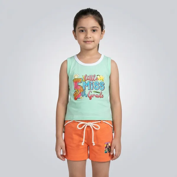 Pista_Green_And_Orange_Cotton_Relaxed_Tank_Top_And_Shorts_For_Girls