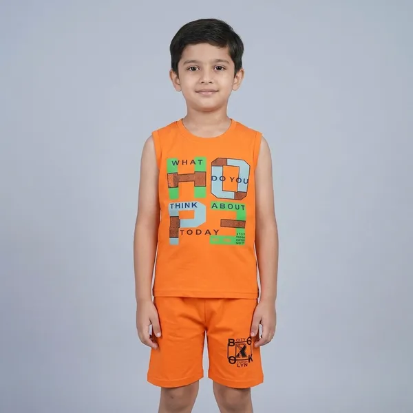 Orange_Cotton_Sleeveless_Graphic_T-Shirt_And_Shorts_For_Boys