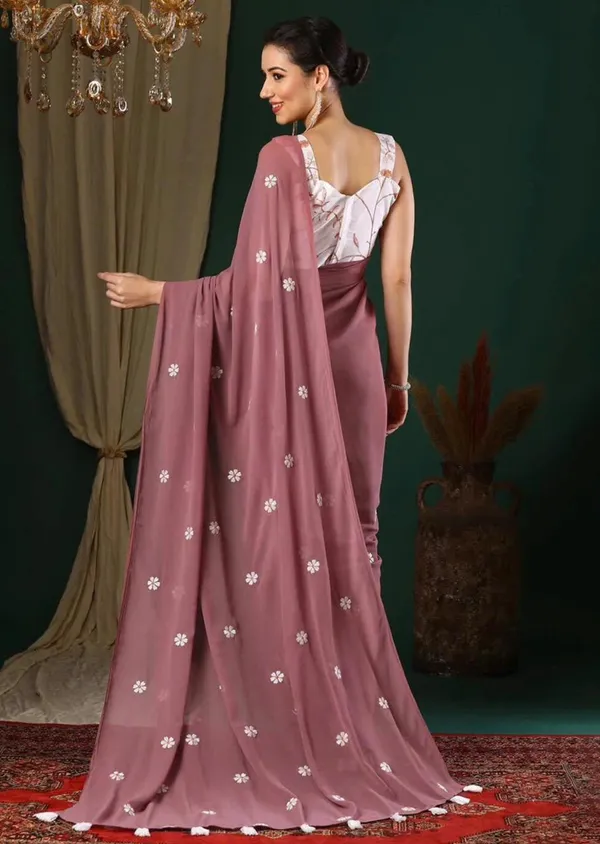 Rust_Pink_Floral_Embroidered_Georgette_Saree_With_Blouse